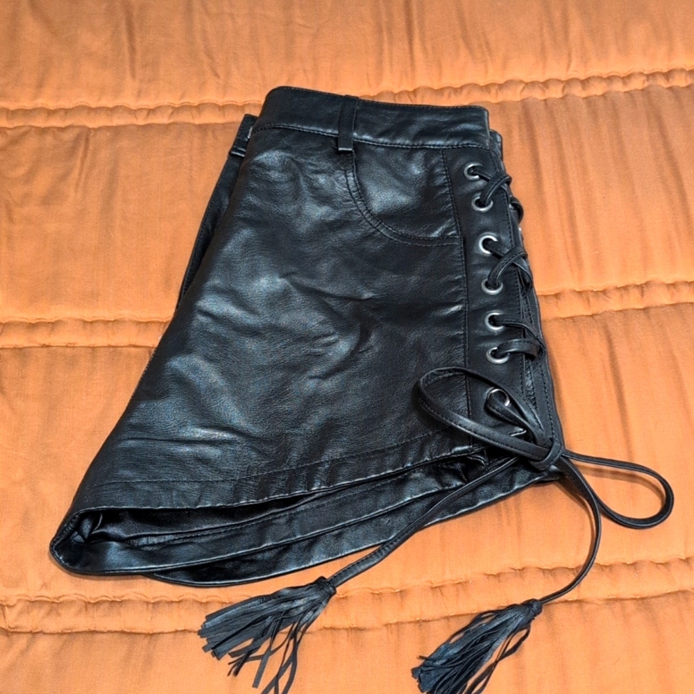 Nasty Gal Lace up Leather Shorts